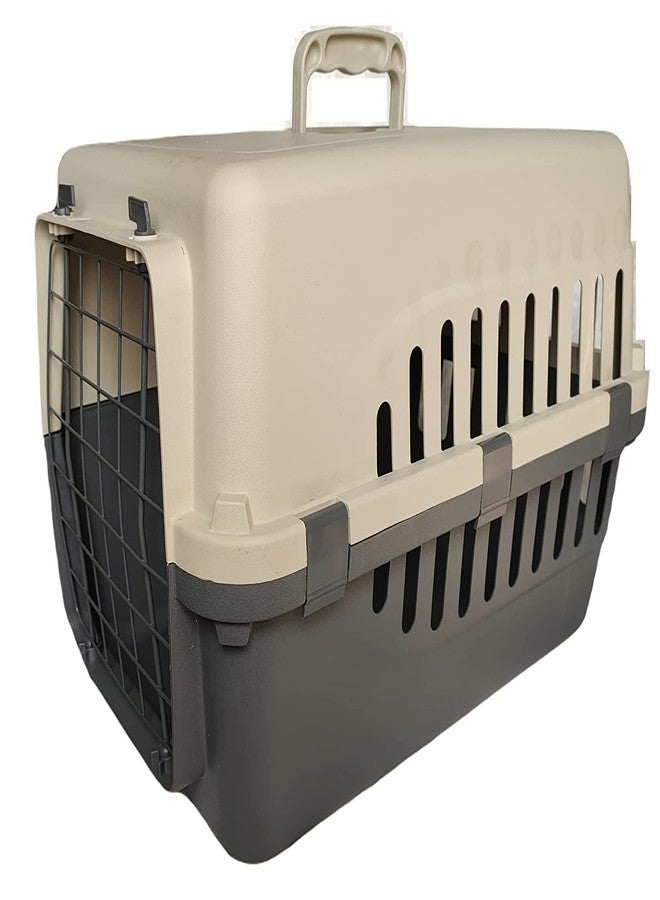 KittuPet Heavy Duty Pet Travel Cage - Plastic Flight Cage for Pets (Grey - White) (20 inch Flight cage) - Image 1